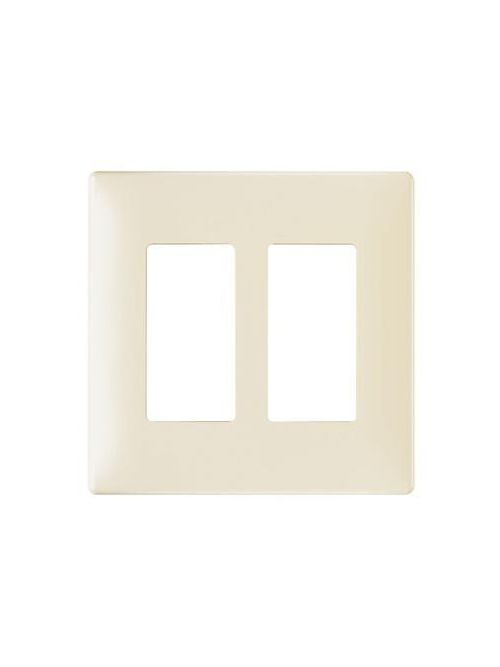 Product image for Pass & Seymour SW262-LA 2-Gang Light Almond Polycarbonate 2-Decorator Screwless Wallplate