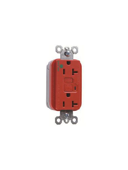 Product image for Pass & Seymour PT2095-HGRED 20 Amp 125 VAC 2-Pole 3-Wire NEMA 5-20R Red Thermoplastic Duplex GFCI Receptacle