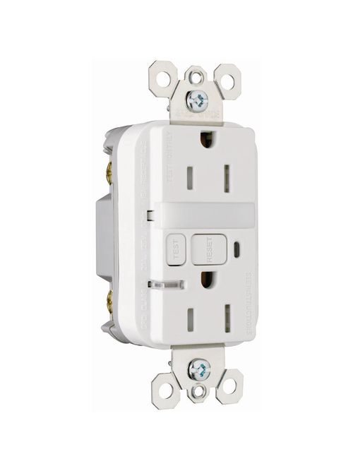 Product image for Pass & Seymour 1595-NTLTRWCC4 15A 125V 2-Pole 3-Wire NEMA 5-15R Night Light/GFCI Receptacle - White