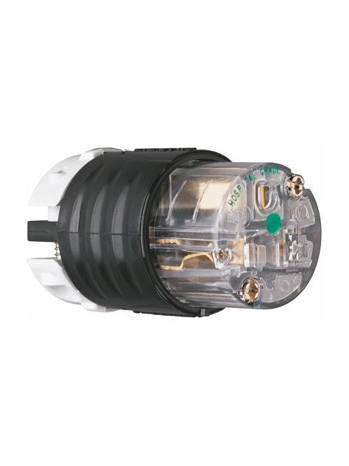 Product image for Pass & Seymour PS5369-XHG 20 Amp 125 Volt 2-Pole 3-Wire NEMA 5-20R Black and Clear Nylon Polarized Straight Blade Connector