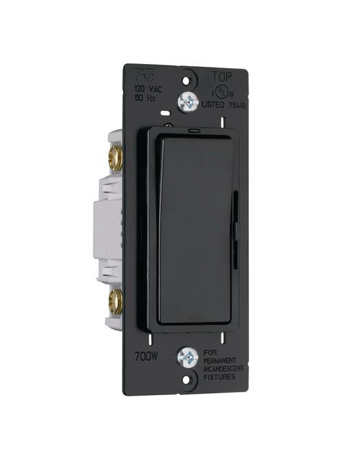 Product image for Pass & Seymour D703P-BK 700 W 1-Pole 3-Way Black Incandescent Decorator Paddle Dimmer