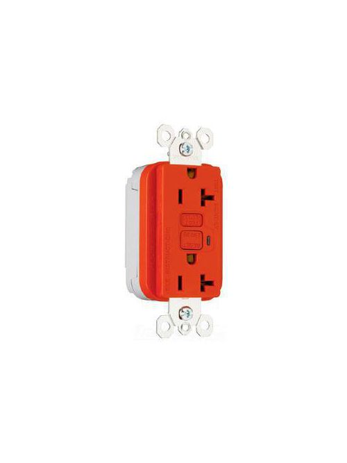 Pass & Seymour PT2095-RED 20 Amp 125 VAC 2-Pole 3-Wire NEMA 5-20R Red Thermoplastic Duplex GFCI Receptacle Pass & Seymour PT2095-RED 20 Amp 125 VAC 2-Pole 3-Wire NEMA 5-20R Red Thermoplastic Duplex GFCI Receptacle