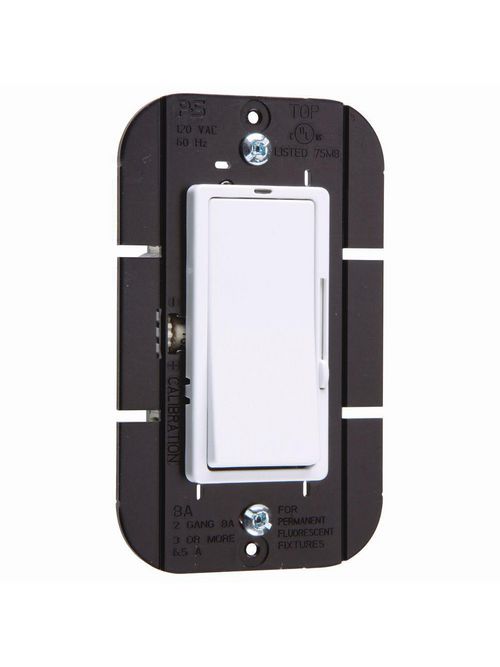 Product image for Pass & Seymour DFB8-PW 120 Volt 8 Amp 1-Pole 3-Way White Fluorescent Dimmer