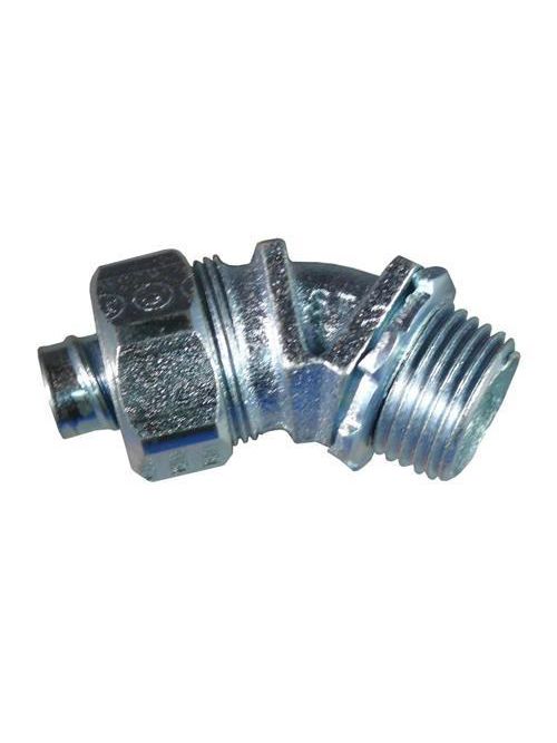Product image for Appleton ST-4550 1/2" 45deg Liquidtight Plain Throat Connector, Malleable Iron