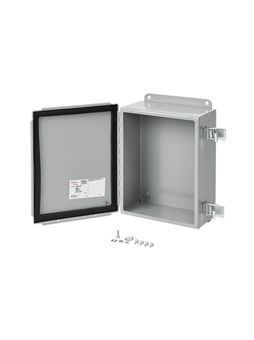 Hoffman A806CHQR 8 x 6 x 3.5 Inch 14 Gauge Steel NEMA 12 Junction Box Hinge Cover Hoffman A806CHQR 8 x 6 x 3.5 Inch 14 Gauge Steel NEMA 12 Junction Box Hinge Cover