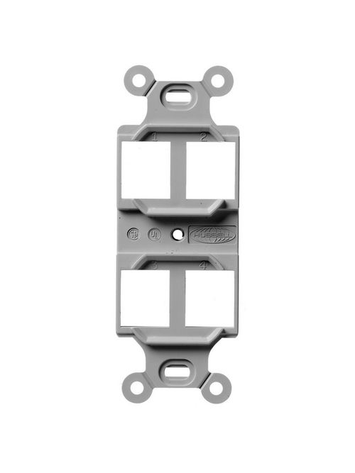 Hubbell Wiring Devices Q106G 1-Gang Gray 4-Port Face Plate Hubbell Wiring Devices Q106G 1-Gang Gray 4-Port Face Plate