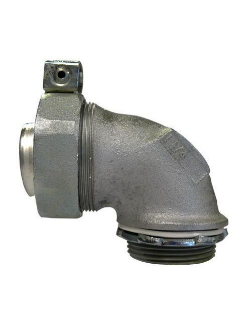 Product image for Appleton ST-90150L 1-1/2" 90 Degree Liquidtight Malleable Iron Connector with Lug