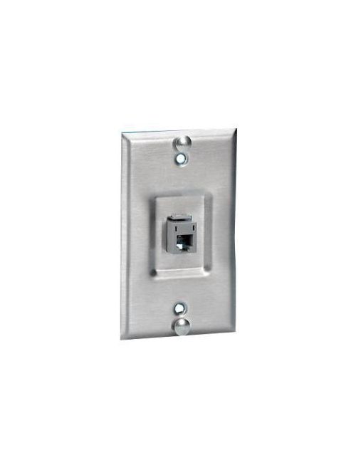 Hubbell Premise Wiring P630SR1GJ8 1-Gang 1-Port Stainless Steel Wall Phone Plate with HD5EB4 Hubbell Premise Wiring P630SR1GJ8 1-Gang 1-Port Stainless Steel Wall Phone Plate with HD5EB4