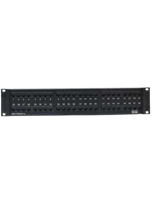 Product image for Hubbell Wiring Devices P6E48U 48-Port CAT 6 2-Rack Unit Black Universal Patch Panel