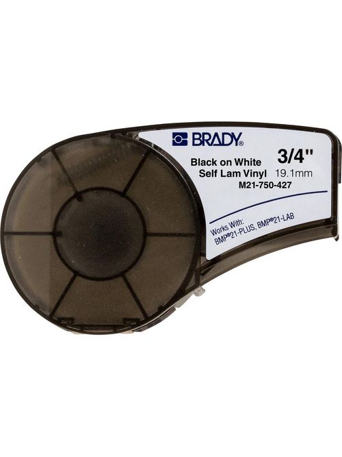 Brady M21-750-427 14 Foot Roll 0.75 Inch x 14 Foot Label White Self Laminating Wire Marker Label Roll with Wrap Brady M21-750-427 14 Foot Roll 0.75 Inch x 14 Foot Label White Self Laminating Wire Marker Label Roll with Wrap