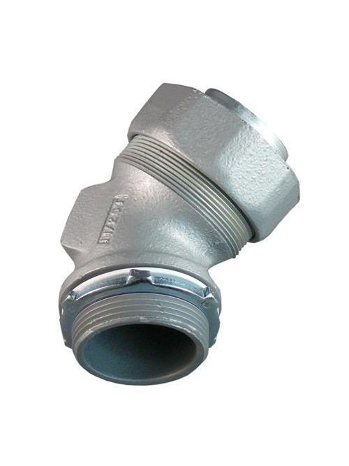 Product image for Appleton ST-45400 4" 45deg Liquidtight Plain Throat Connector, Malleable Iron