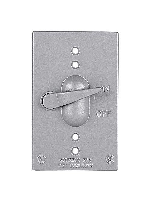 Product image for Thomas & Betts CCT-3 125 Volt 15 Amp Silver Die-Cast Aluminum 1-Gang 3-Way Switch Cover