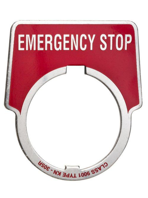 Product image for Square D 9001KN305 44 x 50 mm Aluminum Silver Emergency Stop Push Button Standard Legend Plate