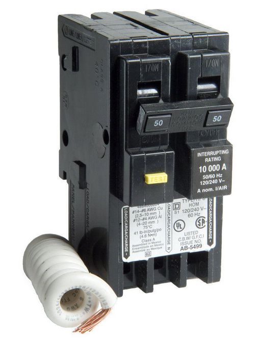 Square D HOM250GFI 120/240 Volt 50 Amp Miniature Circuit Breaker ...