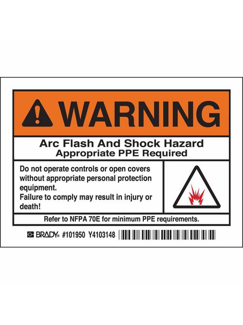 Brady 101950 5/Pack 5 x 3.5 Inch Black/Orange/White Polyester Warning Sign Brady 101950 5/Pack 5 x 3.5 Inch Black/Orange/White Polyester Warning Sign