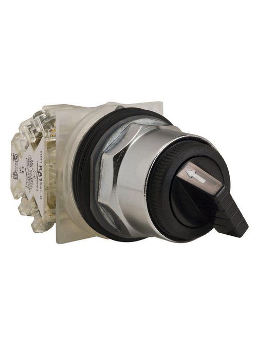 Product image for Square D 9001KS11BH13 30 mm 10 Amp 600 VAC/VDC 1NO 1NC 2-Position Round Knob Non-Illuminated Selector Switch