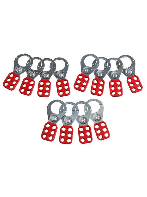 Brady 65376 12-Pack 1.5 Inch Jaw 3/8 Inch Shackle Vinyl Coated Steel Group Lockout Hasp with Tabs Brady 65376 12-Pack 1.5 Inch Jaw 3/8 Inch Shackle Vinyl Coated Steel Group Lockout Hasp with Tabs