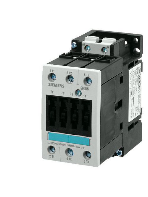 Siemens Industry 3RT1034-1AK60 110/120 VAC 32 Amp 30 Hp 3-Phase 3-Pole 3NO Screw Terminal IEC Contactor Siemens Industry 3RT1034-1AK60 110/120 VAC 32 Amp 30 Hp 3-Phase 3-Pole 3NO Screw Terminal IEC Contactor