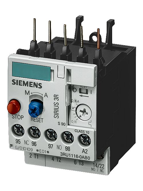 Product image for Siemens 3RU11161HB0 690 VAC 5.5 to 8 Amp 3-Pole 1NO 1NC Thermal Overload Relay