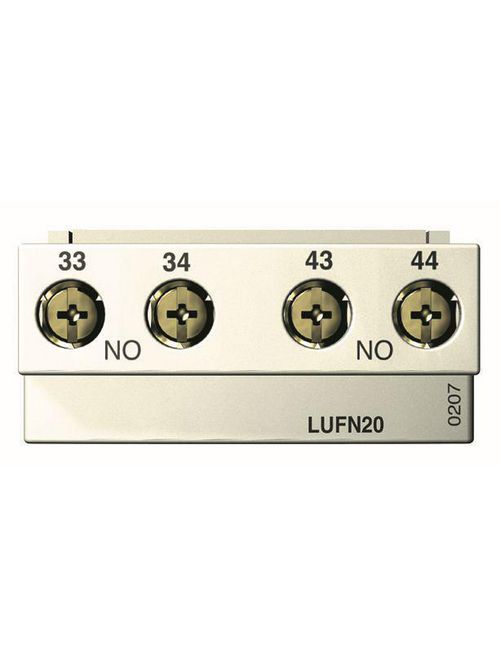 Product image for Square D LUFN20 250 VAC/VDC 5 Amp 2NO Screw Clamp Terminal Auxiliary Contact Block