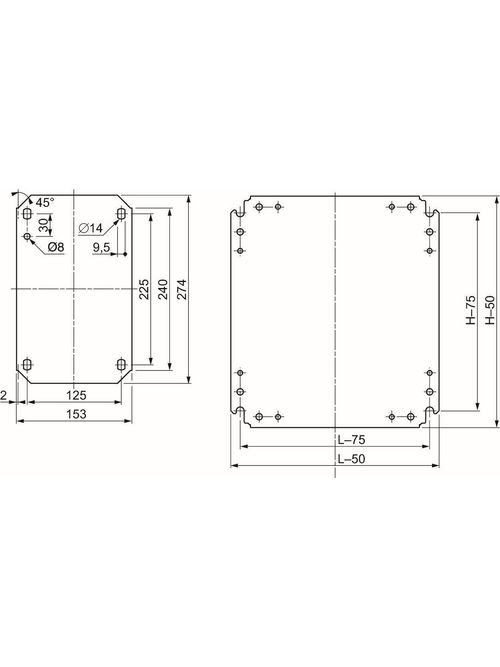 Product image for Square D NSYMM32 6 Inch x 10.8 Inch Plain Galvanized Steel Mounting Plate