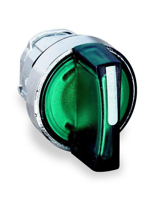Product image for Square D ZB4BK1333 22 mm 3-Position Green Maintained Lever Illuminated Selector Switch Operator