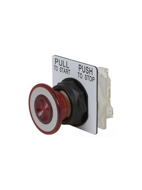 Product image for Square D 9001SKR9R05 30 mm Red Body Plastic Bezel 2-Position Mushroom Non-Illuminated Push-Pull Operator