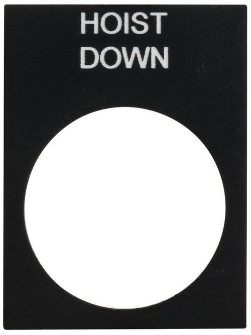 Product image for Square D ZB2BY2342 30 x 40 mm White/Black PVC Hoist Down Standard Legend Plate