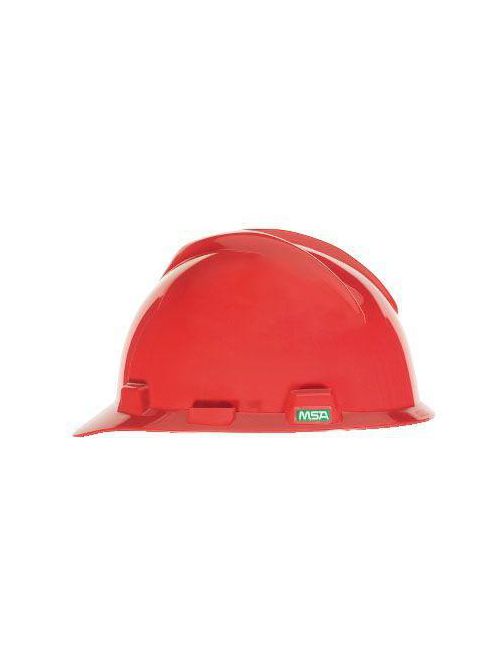 Product image for MSA 475363 6-1/2 to 8 Inch Red Polyethylene 4-Point Ratchet Suspension Slotted Front Brim Protective Cap