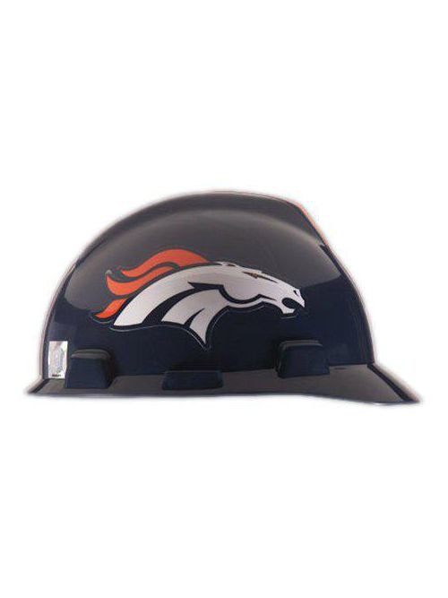 Product image for MSA Safety 818393 Polyethylene Shell Denver Broncos Officially Licensed Standard Protective Cap with 1-Touch Suspension