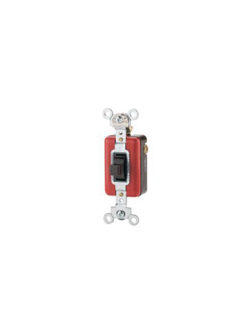 Product image for Arrow Hart 1895B 15A 120/277V Single Pole Momentary Contact Toggle Switch, Industrial Grade, Center Off - Brown