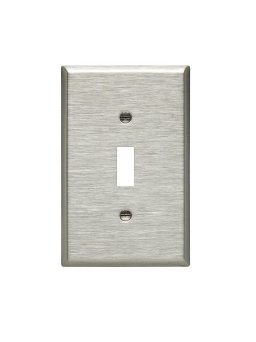 Product image for Eaton Wiring Devices 93971-BOX 1-Gang 302/304 Stainless Steel Medium Toggle Switch Wallplate