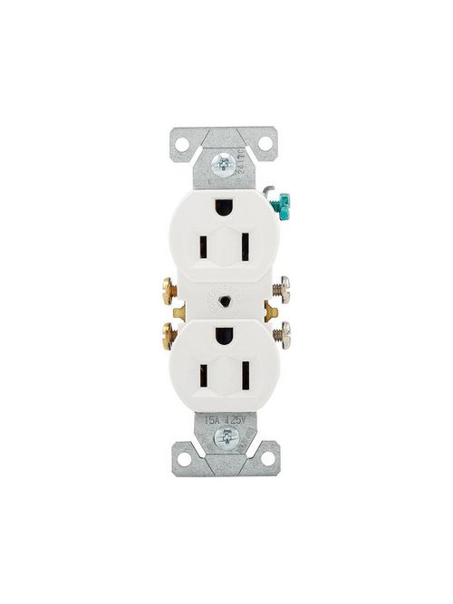 Product image for Eaton Wiring Devices 270W 15 Amp 125 VAC 2-Pole 3-Wire NEMA 5-15R White Duplex Receptacle