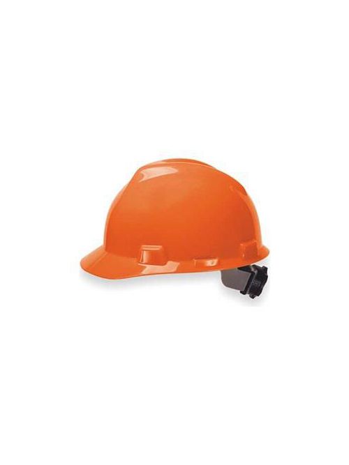 Product image for MSA Safety 475361 Orange Polyethylene Shell Standard Slotted Protective Cap with Fas-Trac III Ratchet Suspension