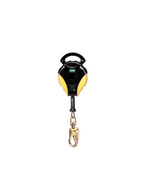 Product image for MSA 10120724 30 Foot Stainless Steel Cable RFID Enabled Self-Retracting Lanyard with Swivel Snap Hook and Load Indicator