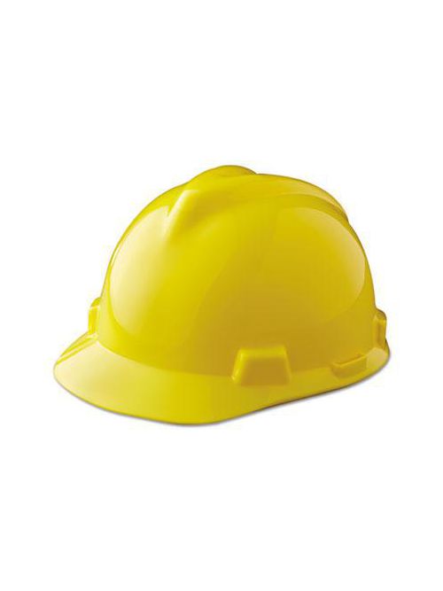 Product image for MSA Safety 463944 Yellow Polyethylene Shell Standard Slotted Protective Cap with Staz-On Suspension