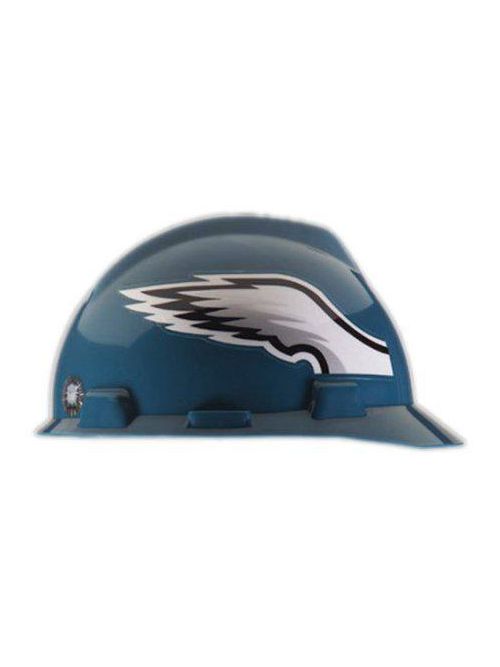 Product image for MSA Safety 818406 Polyethylene Shell Philadelphia Eagles Officially Licensed Standard Protective Cap with 1-Touch Suspension