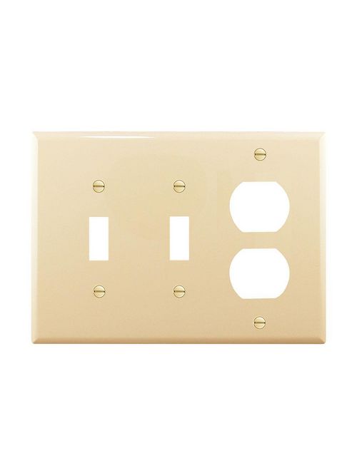 Product image for Eaton Wiring Devices PJ28V 3-Gang Ivory Polycarbonate Medium Combination Wallplate