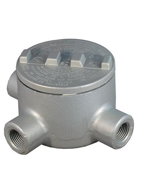 Product image for Appleton GRT75 3/4" GR-UNILET, Explosionproof, Dust-Ignitionproof Conduit T-Outlet Box. Malleable Iron Body w/ Aluminum Cover