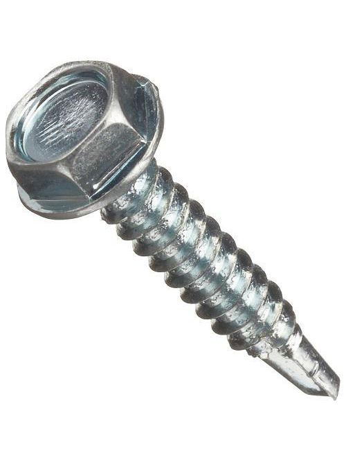Product image for Mutual Screw & Supply 1012KW #10-16 x 3/4 Inch Zinc Plated Steel Unslotted Indented Hex Head Washer Self-Drilling Screw