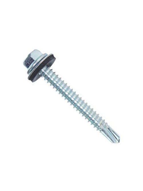 Product image for Mutual Screw & Supply 1012ASW #10-12 x 3/4 Inch Zinc Plated Steel Slotted Indented Hex Head Sheet Metal Screw