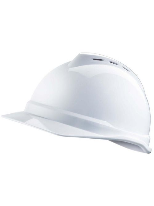 Product image for MSA Safety 10034018 White Polyethylene Shell Standard Vented Protective Cap with 4-Point Fas-Trac III Suspension
