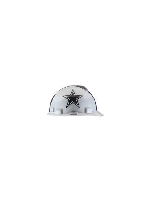 Product image for MSA Safety 818392 Polyethylene Shell Dallas Cowboys Officially Licensed Standard Protective Cap with 1-Touch Suspension