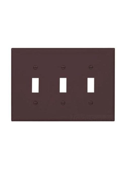 Product image for Eaton Wiring Devices PJ3B 3-Gang Brown Polycarbonate Medium Toggle Switch Wallplate