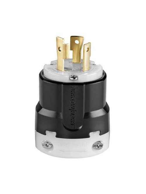 Product image for Arrow Hart Wiring AHL530P 30 Amp 125 VAC 2-Pole 3-Wire NEMA L5-30 Black/White Locking Plug