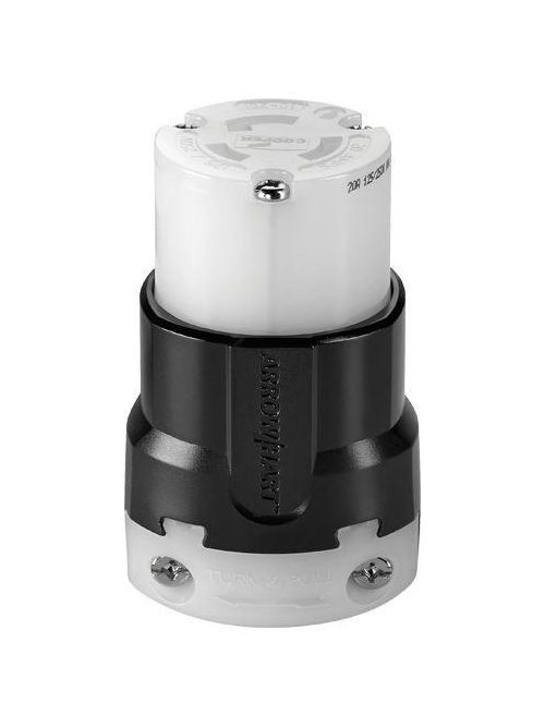 Product image for Arrow Hart Wiring AHL520C 20 Amp 125 VAC 2-Pole 3-Wire NEMA L5-20R Black/White Locking Connector