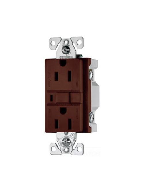 Product image for Eaton Wiring Devices VGF15B 15 Amp 125 VAC 2-Pole 3-Wire NEMA 5-15R Brown Straight Blade Duplex Receptacle