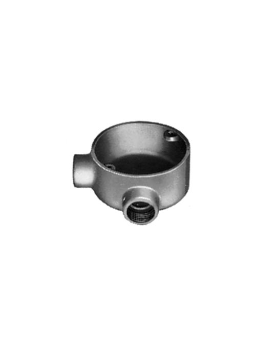 Product image for Appleton SEHL-75 4" Round Conduit Outlet Box, L-Type, (2) 3/4" Hubs, Malleable Iron