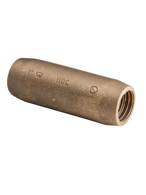 Product image for Erico CR34 Threaded Coupler for Copper-Bonded Ground Rod, Threaded, Bronze, 3/4" dia