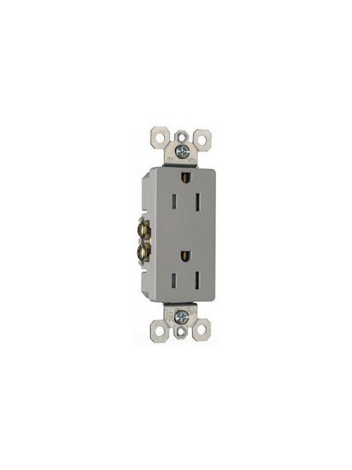 Product image for Pass & Seymour 885-TRNAGRY radiant® Decorator Tamper-Resistant Receptacle, NAFTA-Compliant, 15A 125V (5-15R), Gray